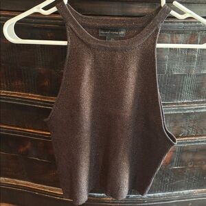 House of Harlow 1960 Brown Metallic Ribbed Sleeveless Knit Top